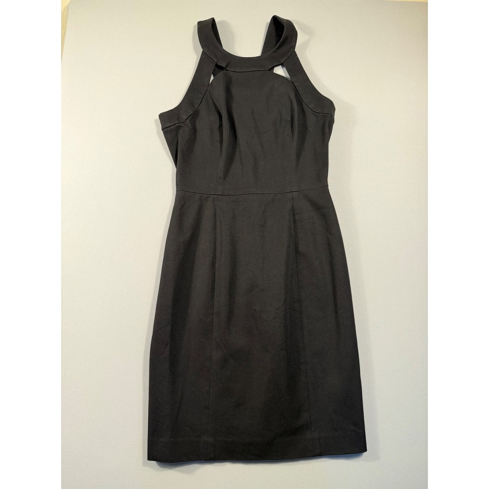 Banana Republic Womens Black Cutout Halter Sheath Dress Size 4 Exposed Zipper